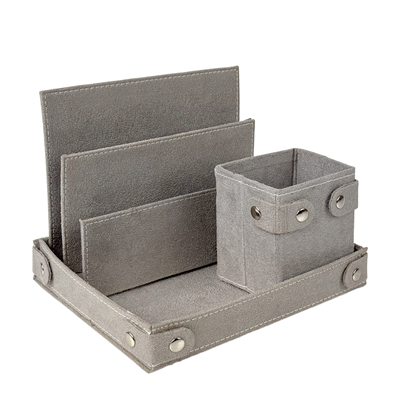 Bureauhouder Fluweel 3-delig Grijs Bureauhouder Fluweel 3-delig Grijs