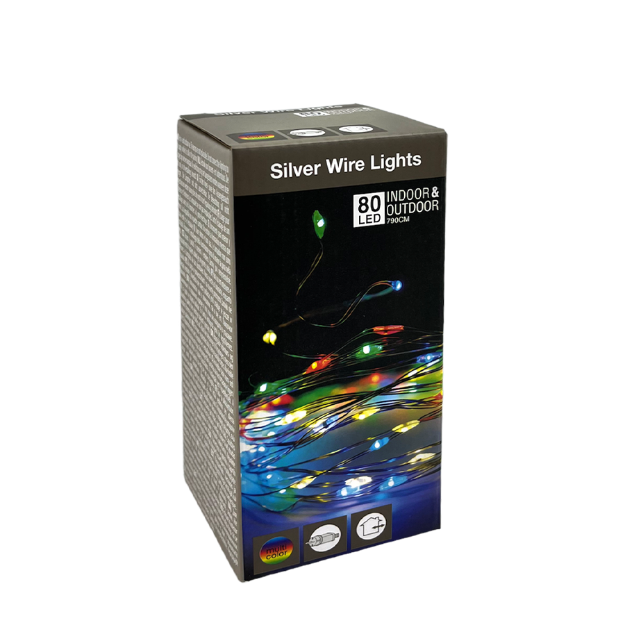 Zilverdraad LED Multi 80 Leds 790cm