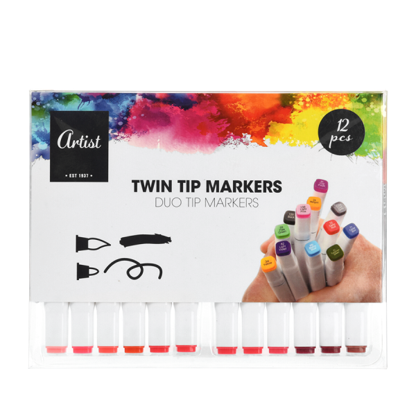 Artist Duo Tip Markers Rood 12 stuks