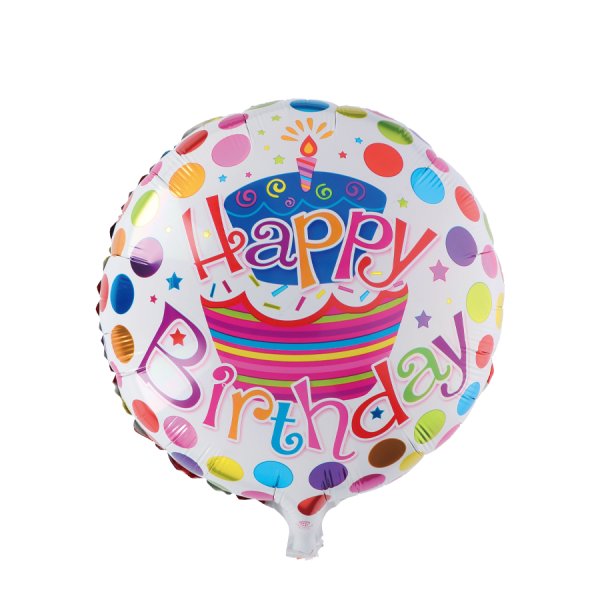 Ballon Folie Happy Birthday Wit Taart Ø46cm