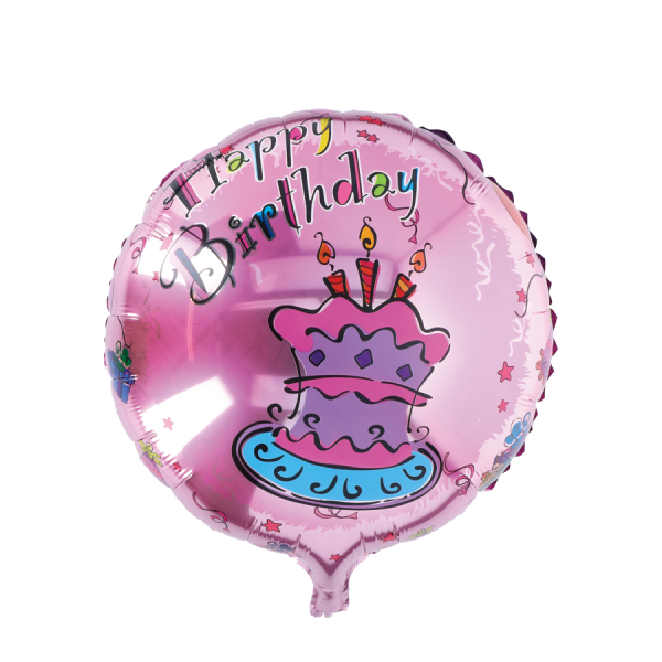 Ballon Folie Happy Birthday Roze Taart Ø46cm