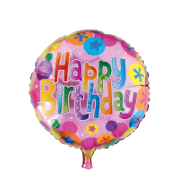 Ballon Folie Happy Birthday Roze Ballen Ø46cm