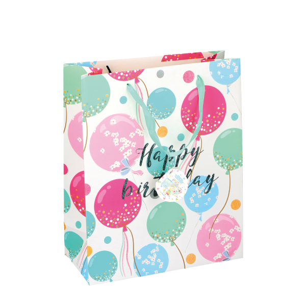 Cadeautas Happy Birthday Glitter Ballon 26x12x32cm