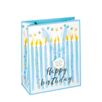 Cadeautas Happy Birthday Glitter Kaarsjes 26x12x32cm