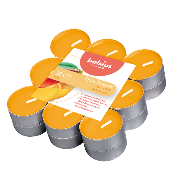 Bolsius Geurtheelicht True Scents Mango 18 stuks