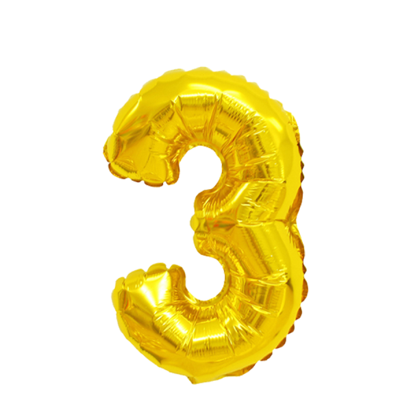 Ballon Folie Cijfer 3 Goud 45cm
