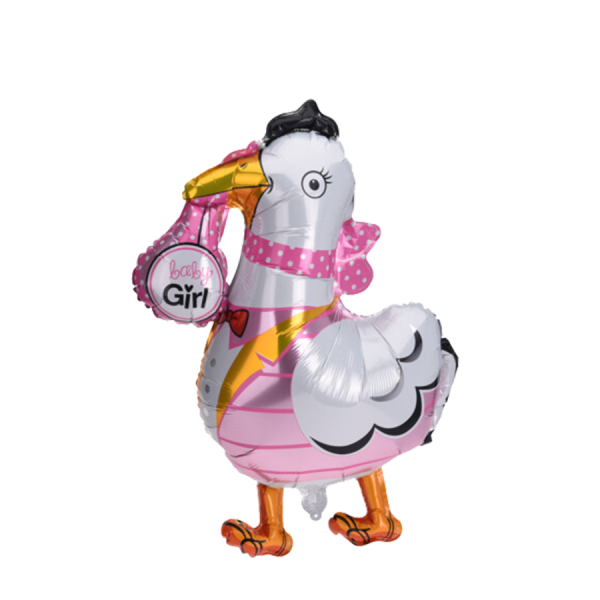 Ballon Folie Ooievaar Baby Girl 67x72cm