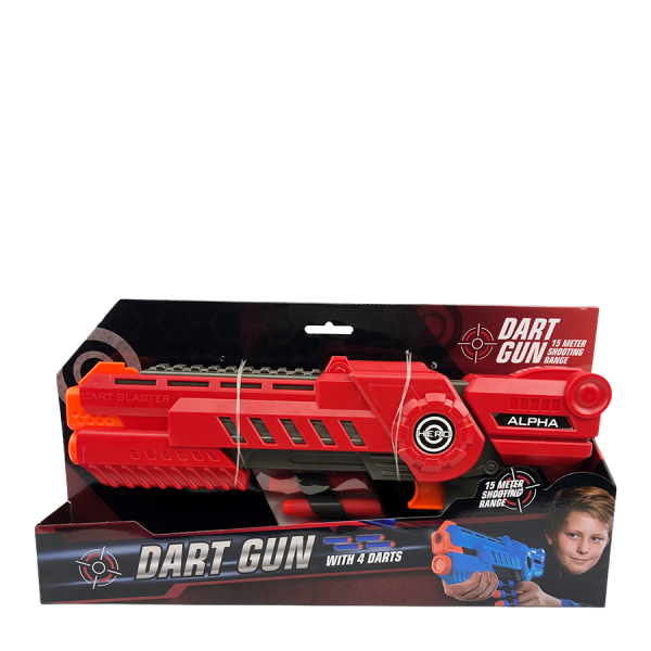 Dart Gun Alpha Met 4 Darts Rood 35,5cm