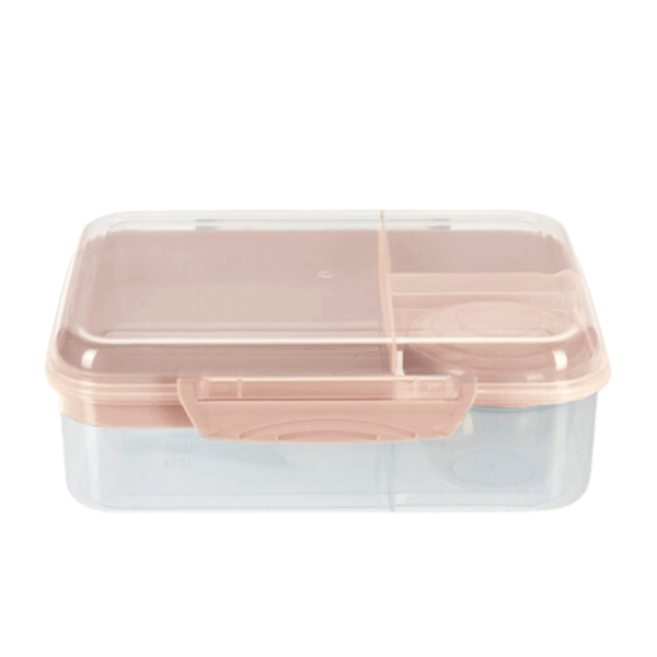 Lunchbox Met Dressing Beker En 2 Trays Soft Pink