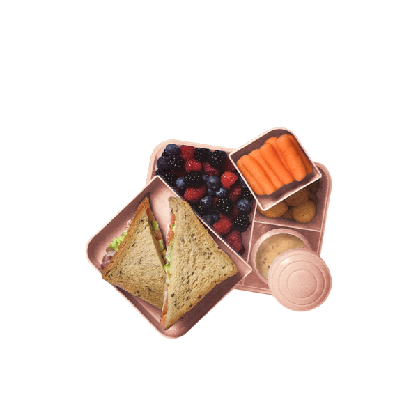 Lunchbox Met Dressing Beker En 2 Trays Soft Pink