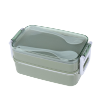 Lunchbox Dubbellaags Met Bestek Groen
