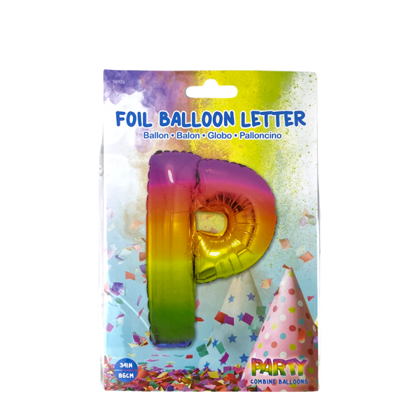 Ballon Folie Letter P Rainbow 86cm