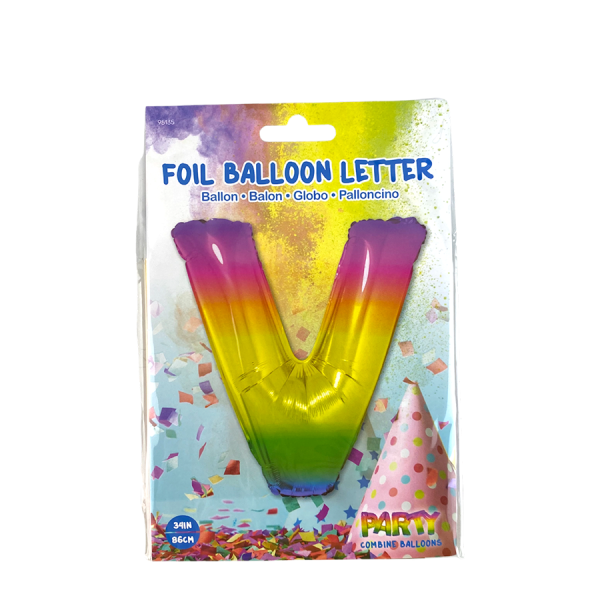 Ballon Folie Letter V Rainbow 86cm