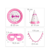 Relaxdays Partyset Geboorte Meisje 19-delig