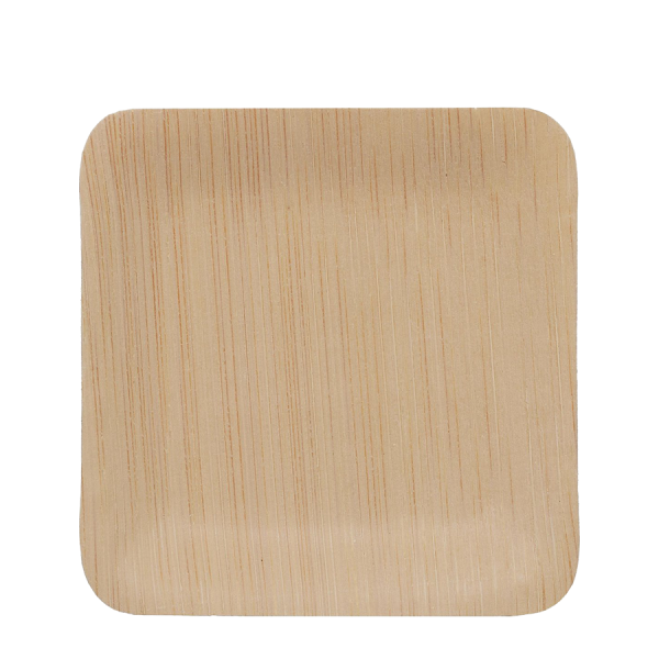 Relaxdays Wegwerpbordjes Bamboe Vierkant 8,5x8,5cm 25 stuks