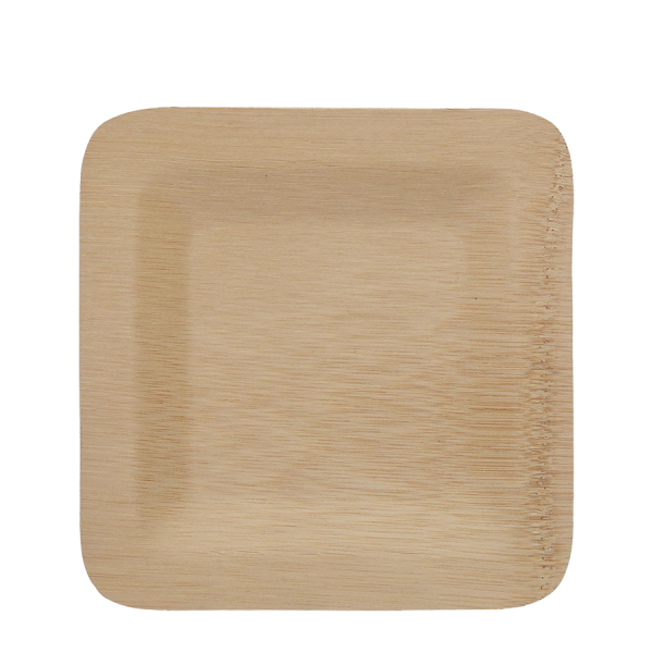 Relaxdays Wegwerpborden Bamboe Vierkant 18x18cm 25 stuks