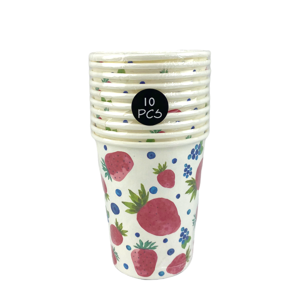 Excellent Houseware Beker Papier Strawberry 10 stuks