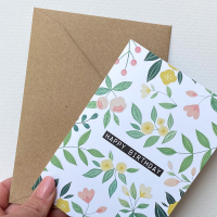 Art by Andu Wenskaart Happy Birthday White