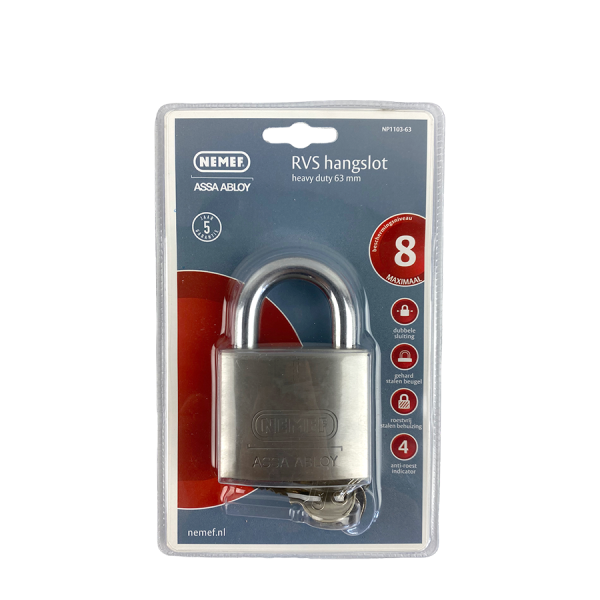 Nemef RVS Hangslot Heavy Duty 63mm