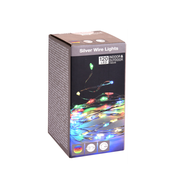 Zilverdraad LED Multicolor 120 Leds 1190cm
