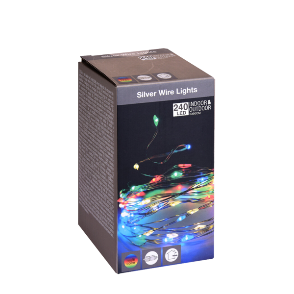 Zilverdraad LED Multicolor 240 Leds 2390cm