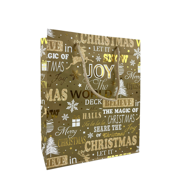Cadeautas Kerst Goud 18x8x23cm