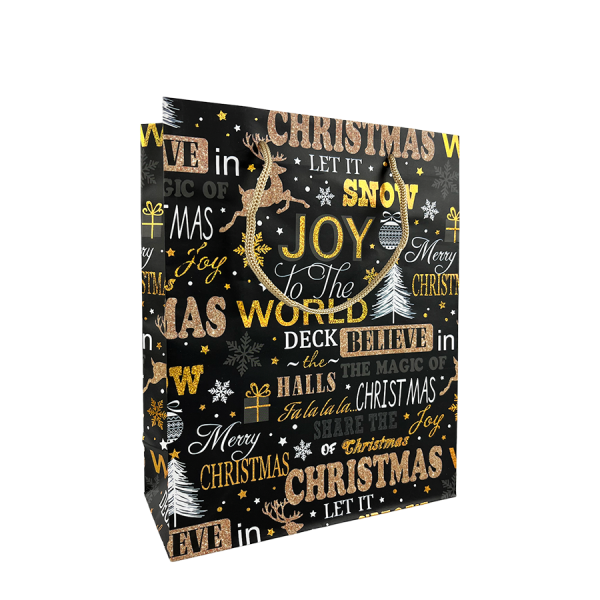 Cadeautas Kerst Zwart 18x8x23cm