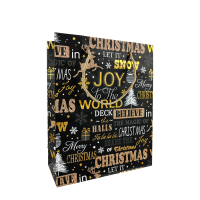 Cadeautas Kerst Zwart 18x8x23cm