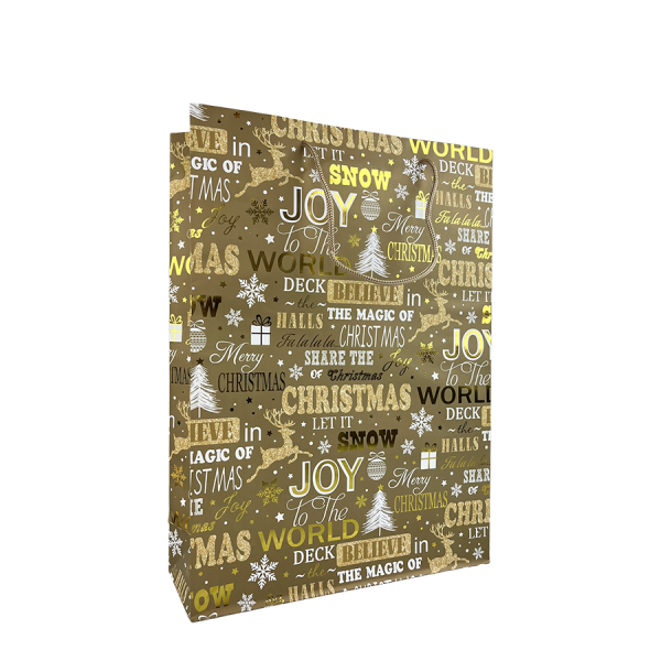 Cadeautas Kerst Goud 25x8,5x34,5cm