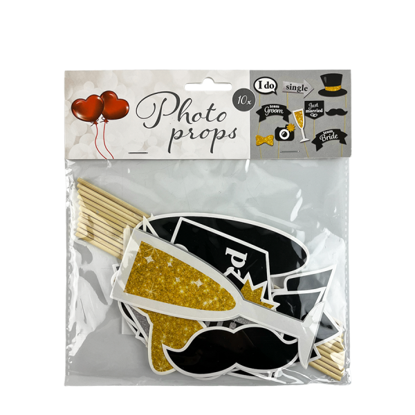 Selfie Fun Sticks Trouwen Goud 10-delig