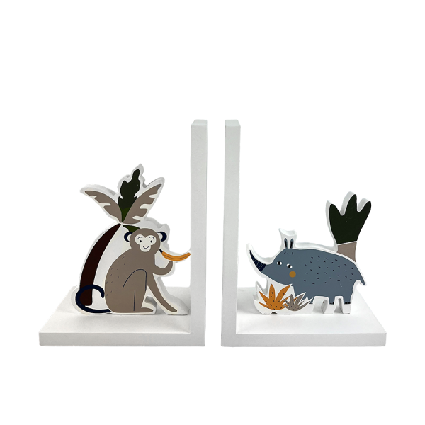 H&S Boekensteun Hout Aap/Miereneter 28x19x9cm 2-delig