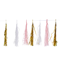 Tasselslinger Roze/Wit/Goud 18-delig