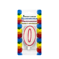 Verjaardagskaars Glitter Met Houder Cijfer 0 Roze 8cm