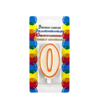 Verjaardagskaars Glitter Met Houder Cijfer 0 Oranje 8cm