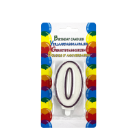 Verjaardagskaars Glitter Met Houder Cijfer 0 Paars 8cm