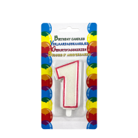 Verjaardagskaars Glitter Met Houder Cijfer 1 Roze 8cm