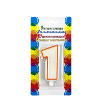 Verjaardagskaars Glitter Met Houder Cijfer 1 Oranje 8cm