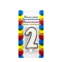 Verjaardagskaars Glitter Met Houder Cijfer 2 Paars 8cm