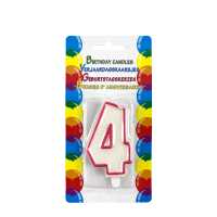 Verjaardagskaars Glitter Met Houder Cijfer 4 Roze 8cm