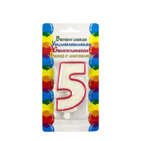 Verjaardagskaars Glitter Met Houder Cijfer 5 Roze 8cm