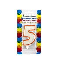Verjaardagskaars Glitter Met Houder Cijfer 5 Oranje 8cm