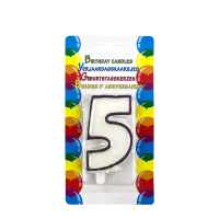 Verjaardagskaars Glitter Met Houder Cijfer 5 Paars 8cm