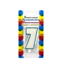 Verjaardagskaars Glitter Met Houder Cijfer 7 Blauw 8cm