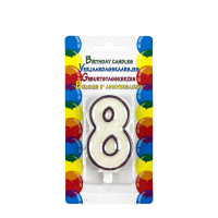 Verjaardagskaars Glitter Met Houder Cijfer 8 Paars 8cm