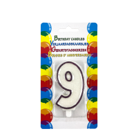 Verjaardagskaars Glitter Met Houder Cijfer 9 Paars 8cm