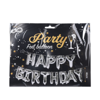 Slinger Ballon Folie Happy Birthday Zilver 40cm