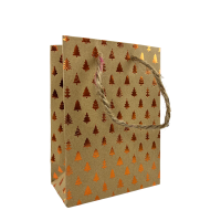 Cadeautas Mini Kraft Kerstpatroon Koper 11x6x16cm