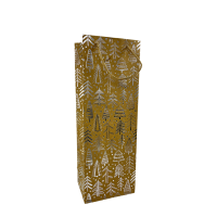 Cadeautas Fles Kraft Kerstboom Zilver 10x10x35cm