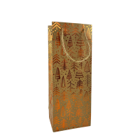 Cadeautas Fles Kraft Kerstboom Koper 10x10x35cm