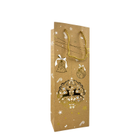 Cadeautas Fles Kraftlook Kerstornament 12,8x8,4x36cm